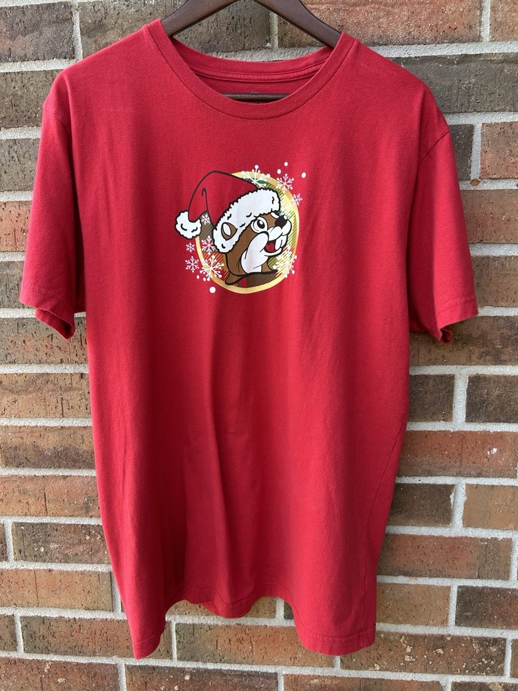 BUC-EE’S CHRISTMAS 2023 Americana Tee Shirt Red Sz Lg Holiday Festive Beaver