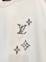 Louis Vuitton Embroidered Cotton Tee Shirt white sz XL