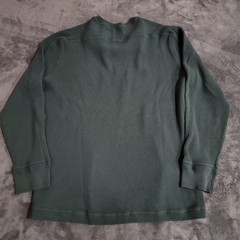 American Giant Shirt Men Large Green Waffle Knit Heavyweight Thermal Made In USA