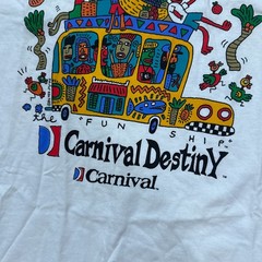 Vintage Carnival Cruise Shirt Mens L White Island Hopping Destiny Ship Graphic