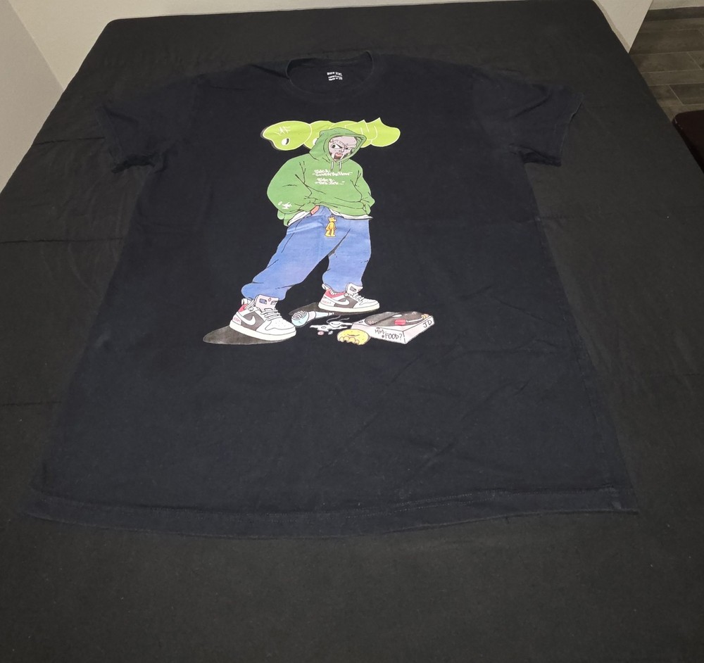 MF DOOM Hip Hop Graphic Print T-Shirt Men’s 2XL Black Cotton Crew Neck