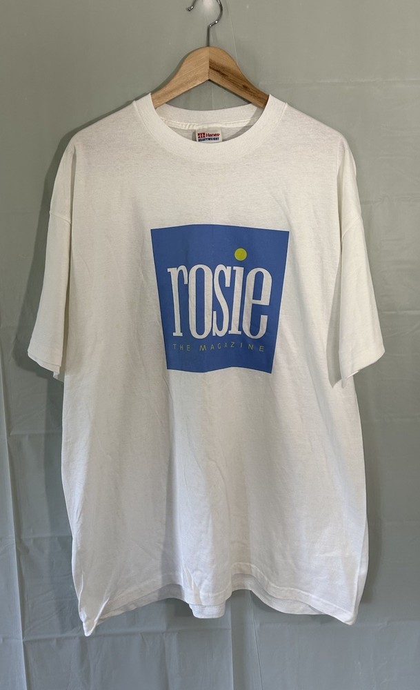 VINTAGE ROSIE THE MAGAZINE HANES HEAVYWEIGHT WHITE T-SHIRT SIZE XL USED!