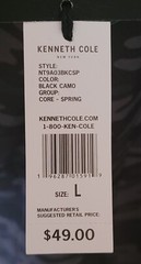 NWT Kenneth Cole Men’s Crew Neck Shirt LG Active Camouflage Black Camo