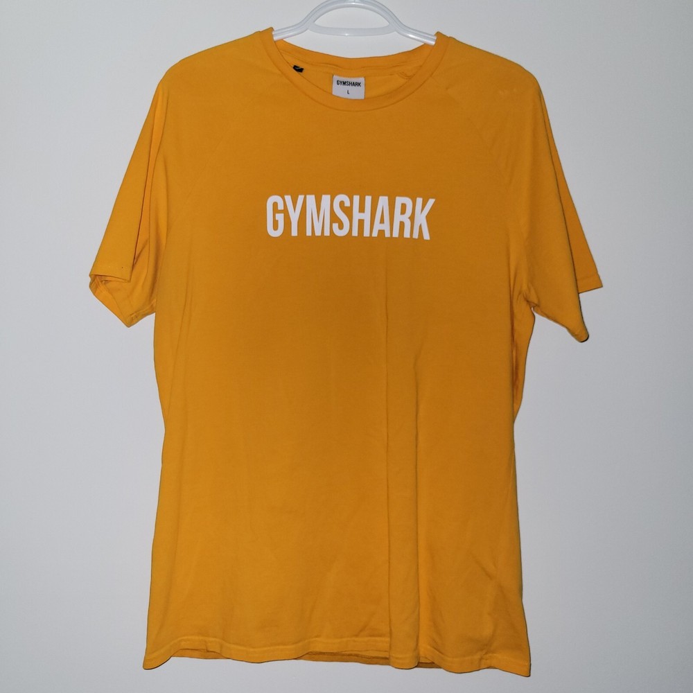 Gymshark Workout T-Shirt Men’s Size Large Yellow Orange Short Sleeve