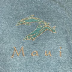 Vintage H.L. Miller Gold Maui Dolphins Green XL Graphic Single Stitch Tee Shirt