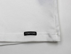 $130 Tom Ford Jersey V-Neck T-Shirt Mens M White Short Sleeve Stretch Cotton