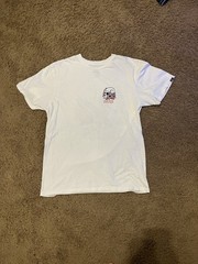 Men’s Vans White T Shirt Pink Floral Skull Graphic Size Large