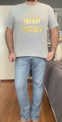 LAT Apparel Men’s Heather Gray Size L “Enfant Terrible” Cropped Crewneck T-Shirt