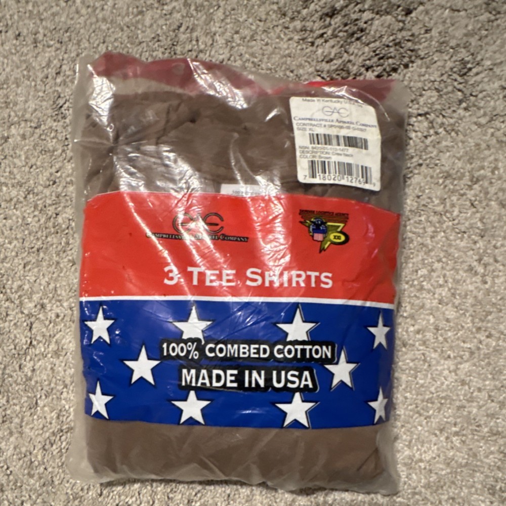 Commerciale Apparel Company 3PK Men’s Brown Short Sleeve XL 100% Combed Cotton