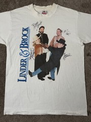 Rare Vintage Mens Tshirt 1996 Lander & Brock Music Rock Band white Size M