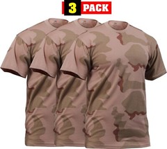 Tri Color Desert Camouflage T-Shirts Mens Tactical Short Sleeve Shirt 3 PACK