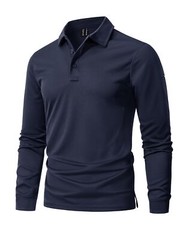 Men’s Polo Shirt Quick Dry Performance Lightweight Sports Long Sleeve T-Shirts