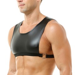 Men Sexy Faux Leather Crop Tops Body Chest Harness Belt Elastic Undershirts Vest