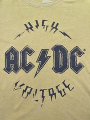 AC/DC Shirt Mens Medium Mustard Yellow High Voltage Graphic Band Rock Tee Faded