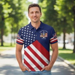 HOT!!! 250th Birthday Patriotic Polo Mens USA 1776-2026