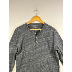 Banana Republic Henley Men Large Charcoal Gray Long Sleeve Cotton Vintage Shirt