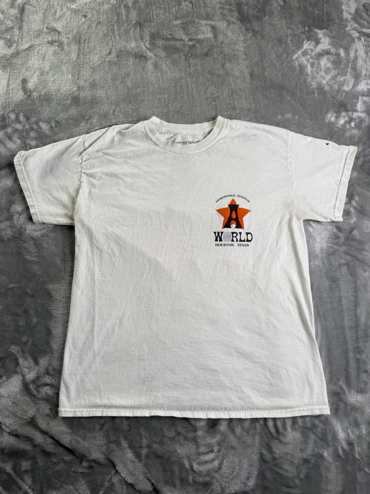 Travis Scott Astroworld Festival 2018 T-Shirt Houston Texas White Cotton M Used
