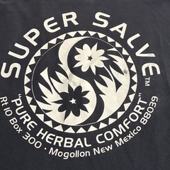 Vintage 1990s Super Salve T-Shirt Mens XL Single-Stitch Natural Floral Ying Yang