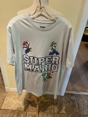 Super Mario Yoshi Luigi Nintendo Tee 2XL Game Fan White With Colorful Characters