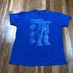 Transformers Shirt Adult XL Short Sleeve Blue Top Cotton Mens