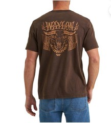 Wrangler Men’s Waylon Jennings Double-Sided Graphic T-Shirt Brown L/XL