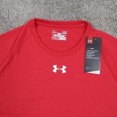 Under Armour Shirt Mens Medium Red Heat Gear Activewear Performance Gym Stretch