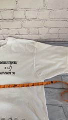 Vintage DOUBLE TROUBLE DATE PARTY white short tee sleeve ’91 unisex size XL