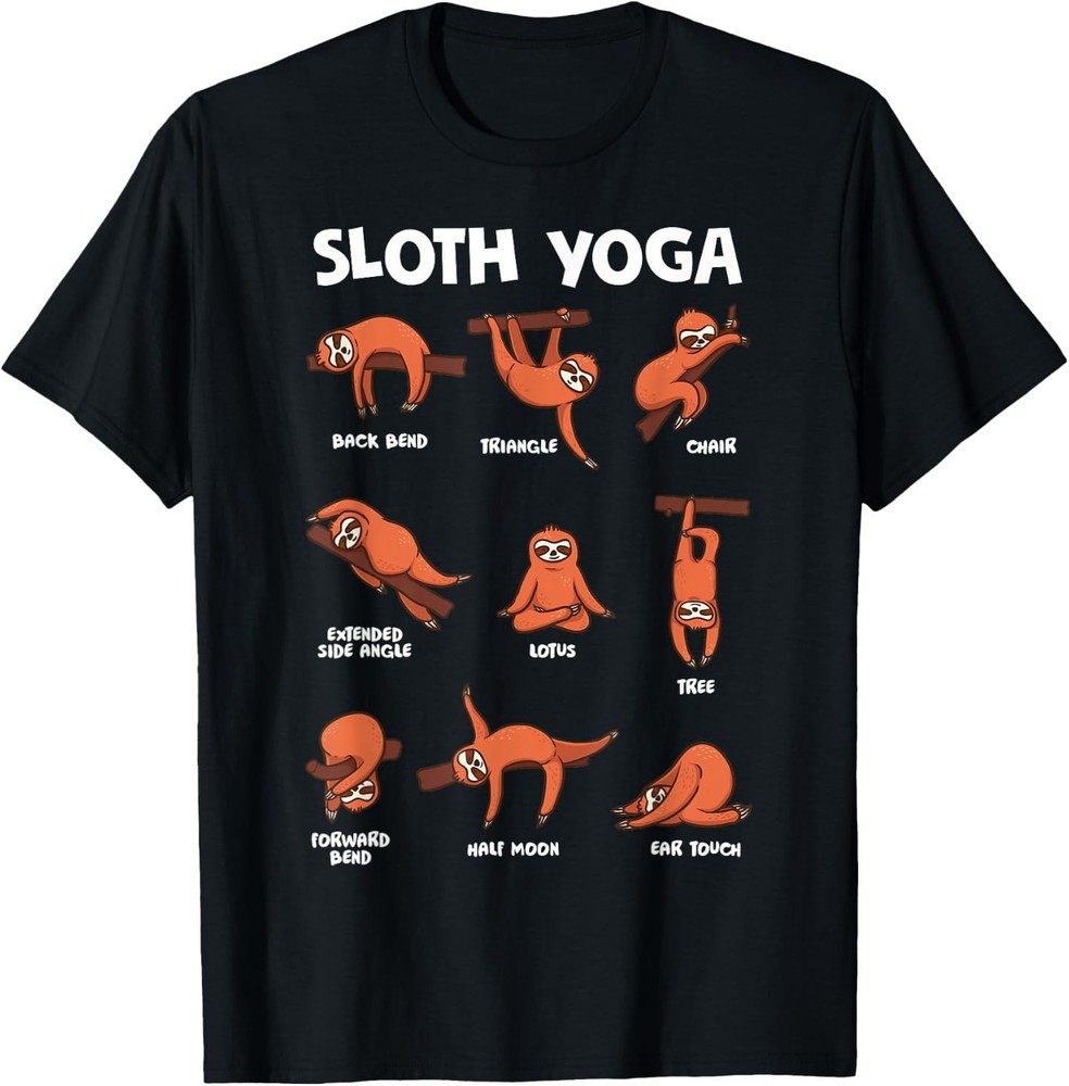 Sloth Yoga Shirt Exercise Stretch Workout Yoga Meditation T-Shirt