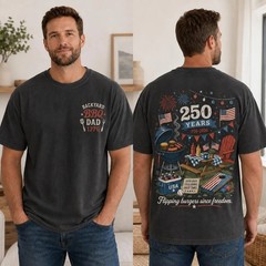 Backyard BBQ Dad Shirt, 1776 2026 250 Years America, Patriotic Dad Tee T-Shirt