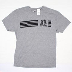 NBC Sports T Shirt Mens XL Heather Gray Grey Black Stripe Polyester Cotton Rayon
