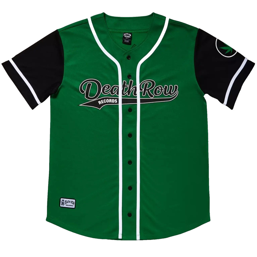 Death Row Records Men’s XL Buttons Baseball Jersey Green #91 Weed Snoop Dogg NWT