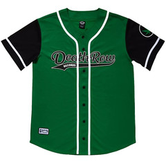 Death Row Records Men’s XL Buttons Baseball Jersey Green #91 Weed Snoop Dogg NWT