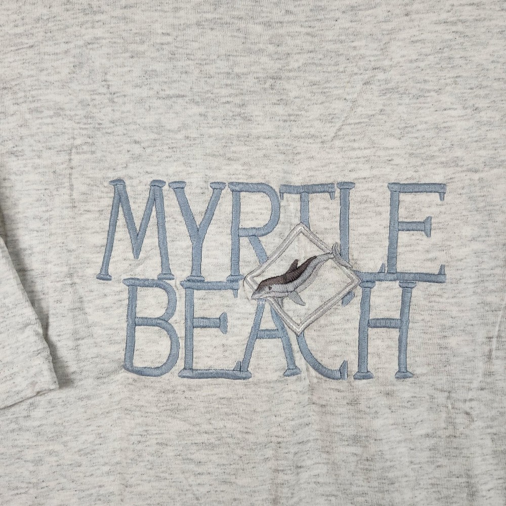 Vintage Myrtle Beach Shirt Mens XL Gray Embroidered Dolphin USA 90s Thrashed