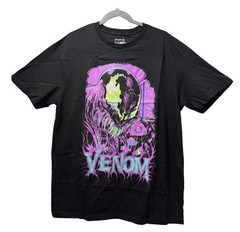 Marvel Venom Graphic Short Sleeve T-Shirt Large Black Neon Purple Green NWT