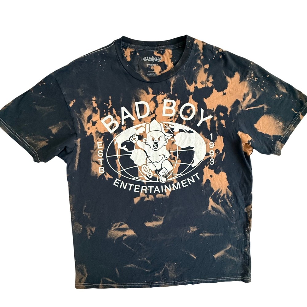 Bad Boy Entertainment Invisible Bully Bleached Tie Dye Hip-Hop T-Shirt Mens L