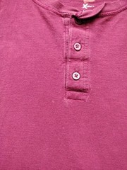 Hanes X-temp Mens L Maroon Henley Tee Shirt Flaws Pit 21.5″ Length 28″