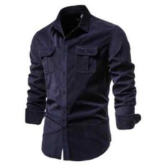 Cotton Men’s Shirt Casual Fashion Solid Color Corduroy Shirts Autumn Slim