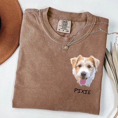 Custom Pet Portrait Comfort Tee Personalized Dog Cat Photo Shirt Gift