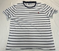 Ralph Lauren Polo L Striped White Navy Blue Custom Slim Fit