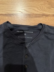 Peter Manning Shirt Mens 3 Dark Grey Long Sleeve Henley