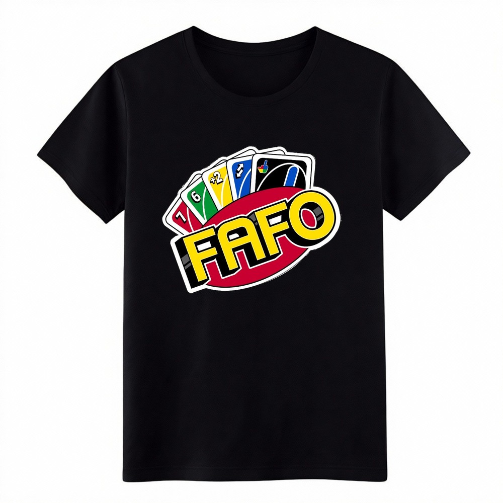 Unisex Retro FAFO Uno Classic Card Game Graphic Casual Shirt Streetwear Meme Tee