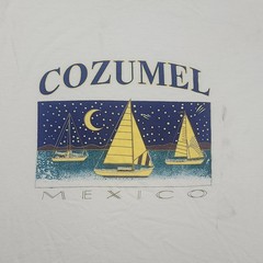 M&O Knits Cozumel Mexico Sailboat Graphic Tee Mens XL White Good Vintage Style