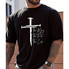 Men’s Christian Faith Graphic T-Shirt “The Way The Truth The Life” Cross Tee