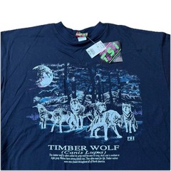 Deadstock 90s T-shirt International Wolf Shirt Size XXL Made In USA Walmart