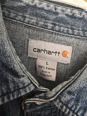 Carhartt S211 DMB Snap- Button Front Denim Jean Work Shirt Large