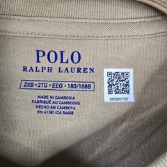 Polo Ralph Lauren Mens Tan V Neck T Shirt Big Tall 2XB Cotton Logo