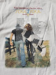 Tim McGraw Faith Hill Shirt Soul 2 Soul Concert Tour 2006 cities White XL