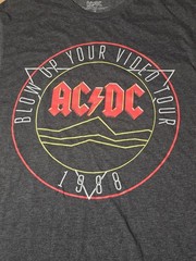 AC/DC Blow Up Your Video Tour 1988 Graphic Band T Shirt Mens LT Gray Rock Tee