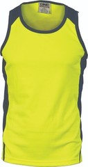 DNC Workwear Hi Vis Action Singlet Cool Breathe 100% Polyester Micromesh Fabric