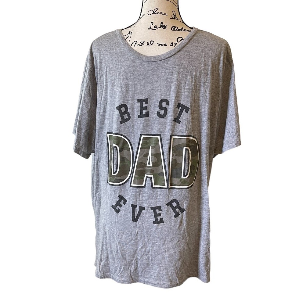 Mission Ridge Shirt Men 2XL Gray Cotton Polyester Best Dad Ever Short Sleeve Tee